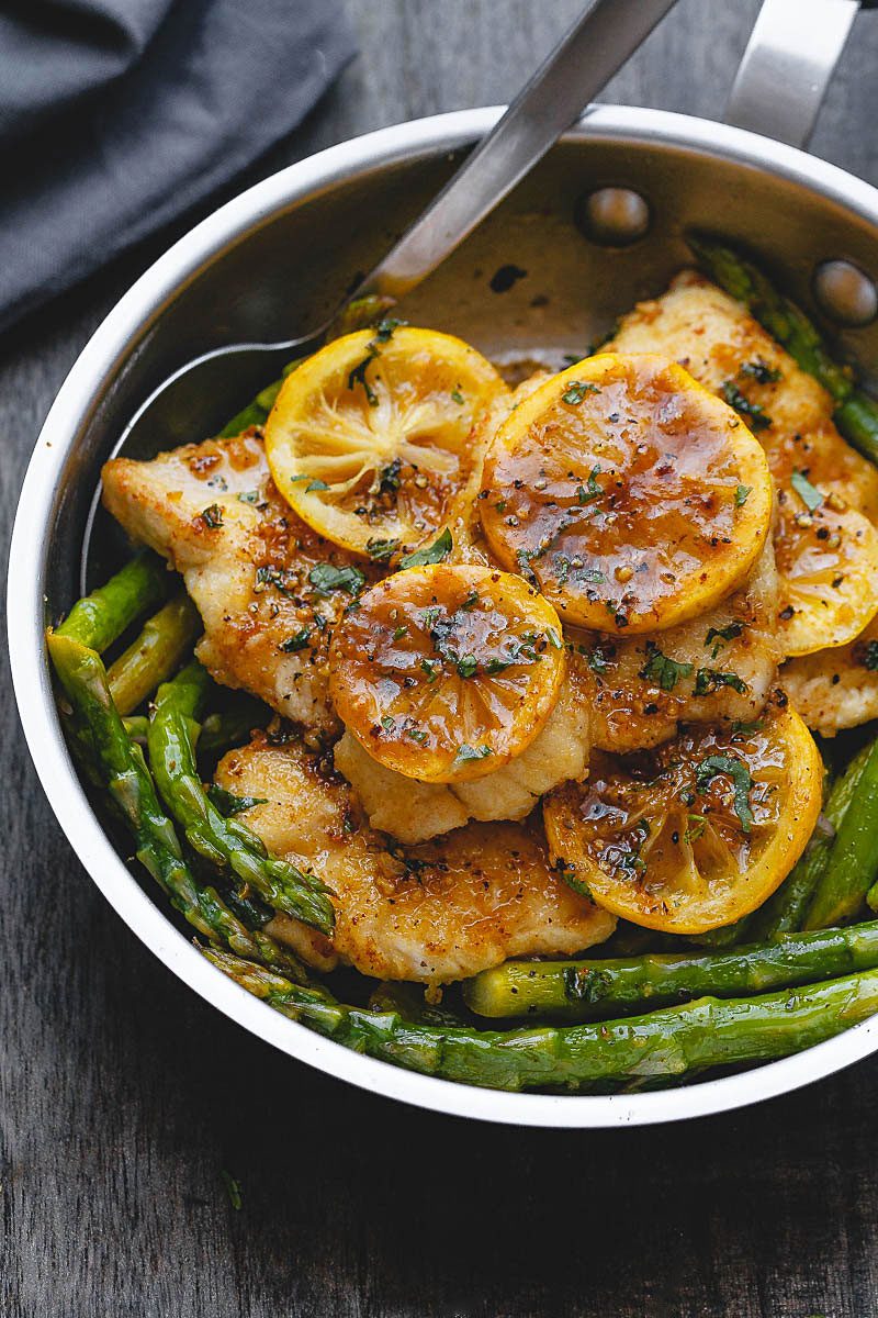 Lemon Butter Chicken with Asparagus - Here’s a delicious, bright recipe for a Spring dinner.