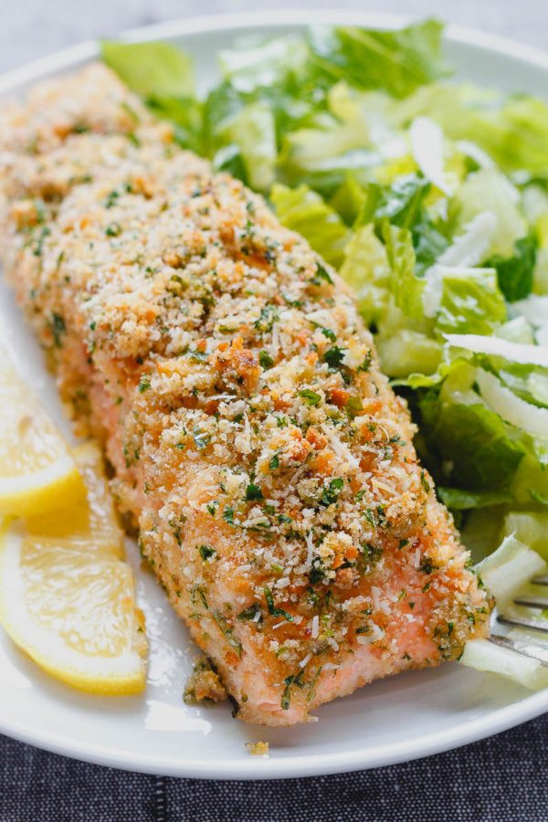 Baked Parmesan Crusted Salmon - #recipe by #eatwell101 - https://www.eatwell101.com/baked-parmesan-salmon-recipe