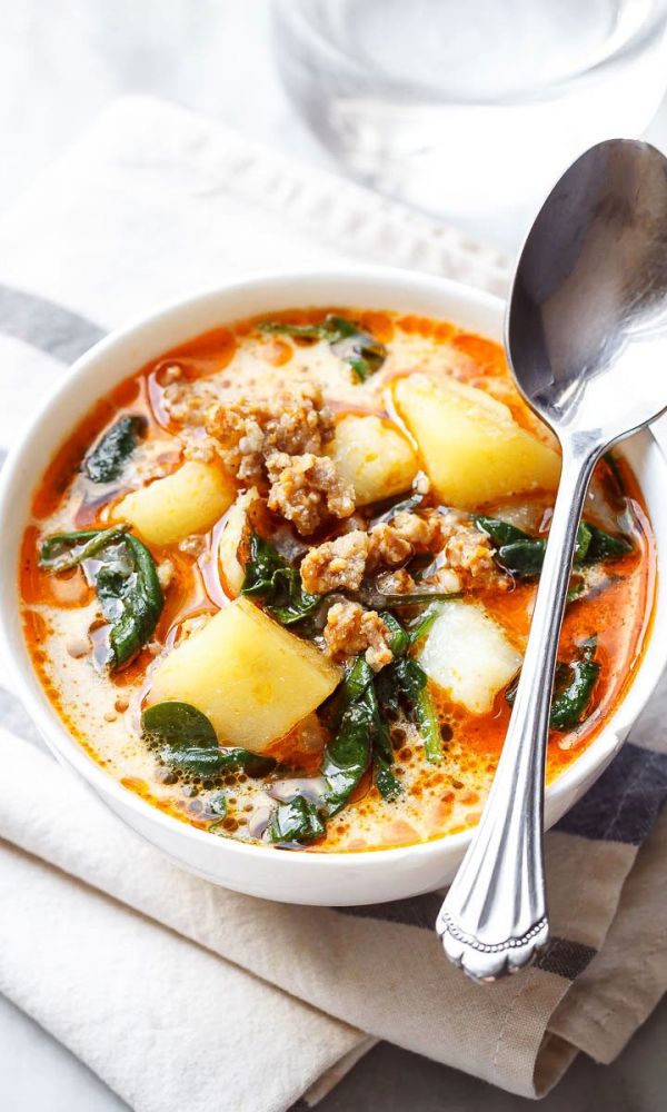 Potato Spinach Sausage Soup (Instant Pot)