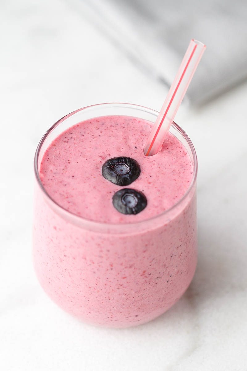 Blueberry Raspberry Cheesecake Smoothie - Rich and creamy, this low carb smoothie whips up in just minutes.