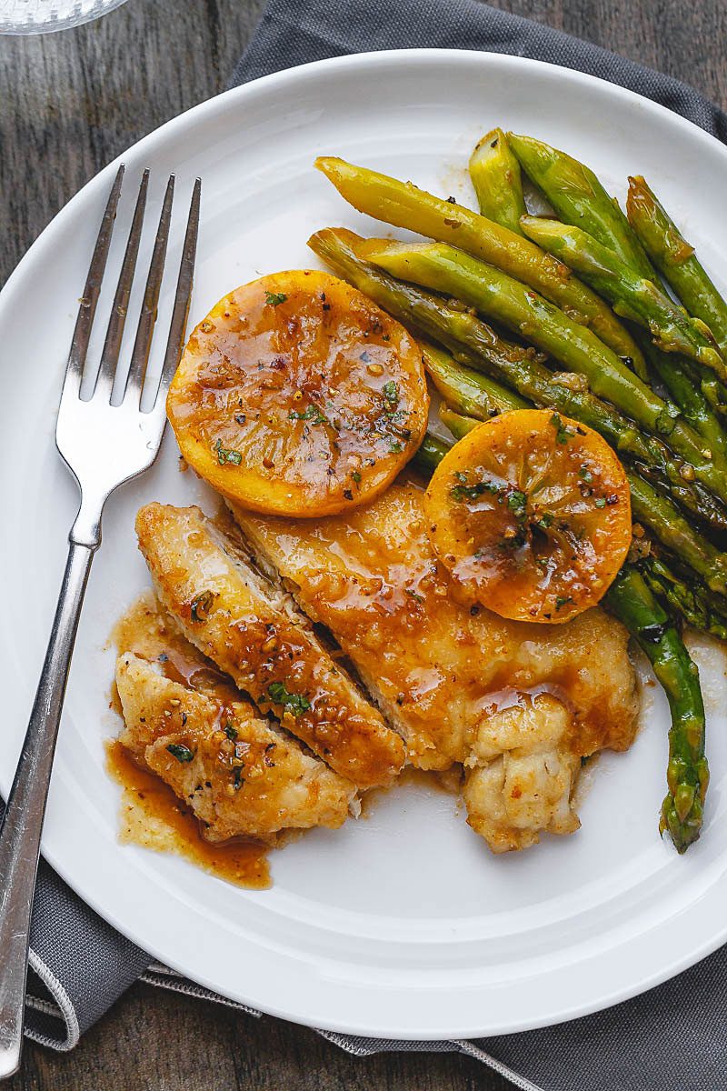 Lemon Butter Chicken with Asparagus - Here’s a delicious, bright recipe for a Spring dinner.