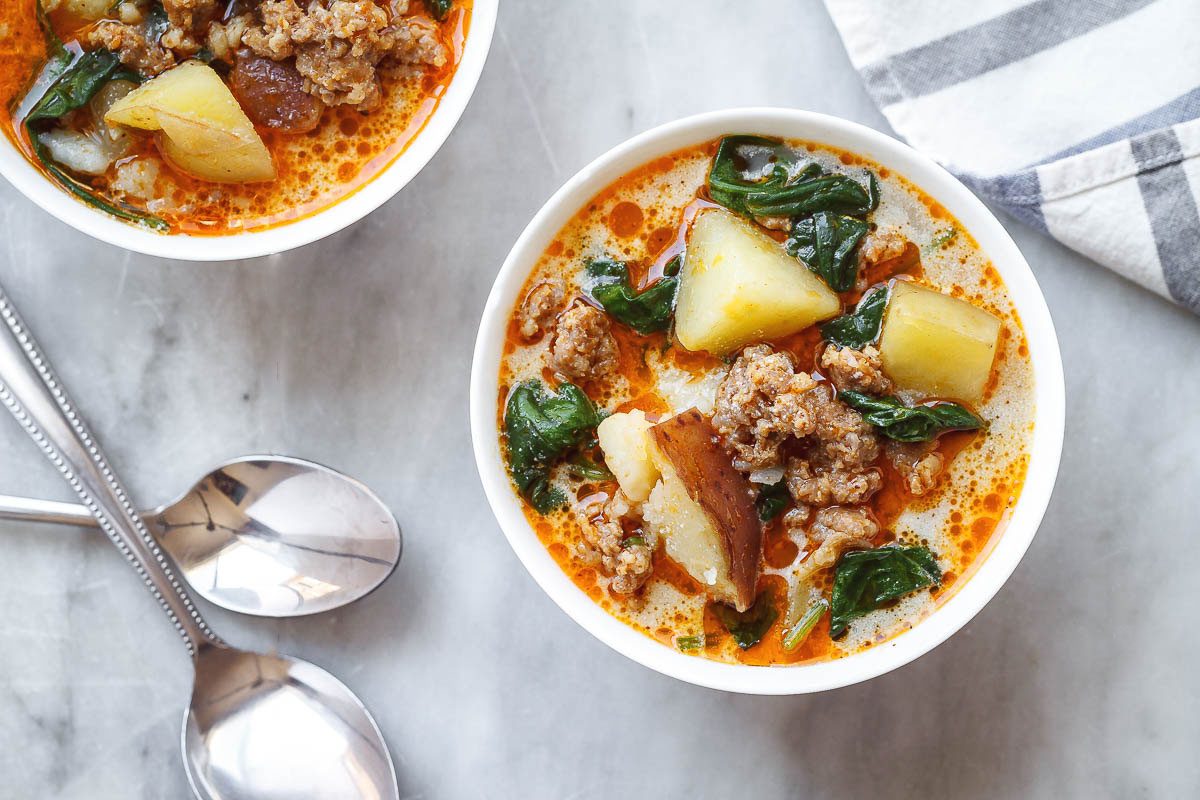 Potato Spinach Sausage Soup (Instant Pot)