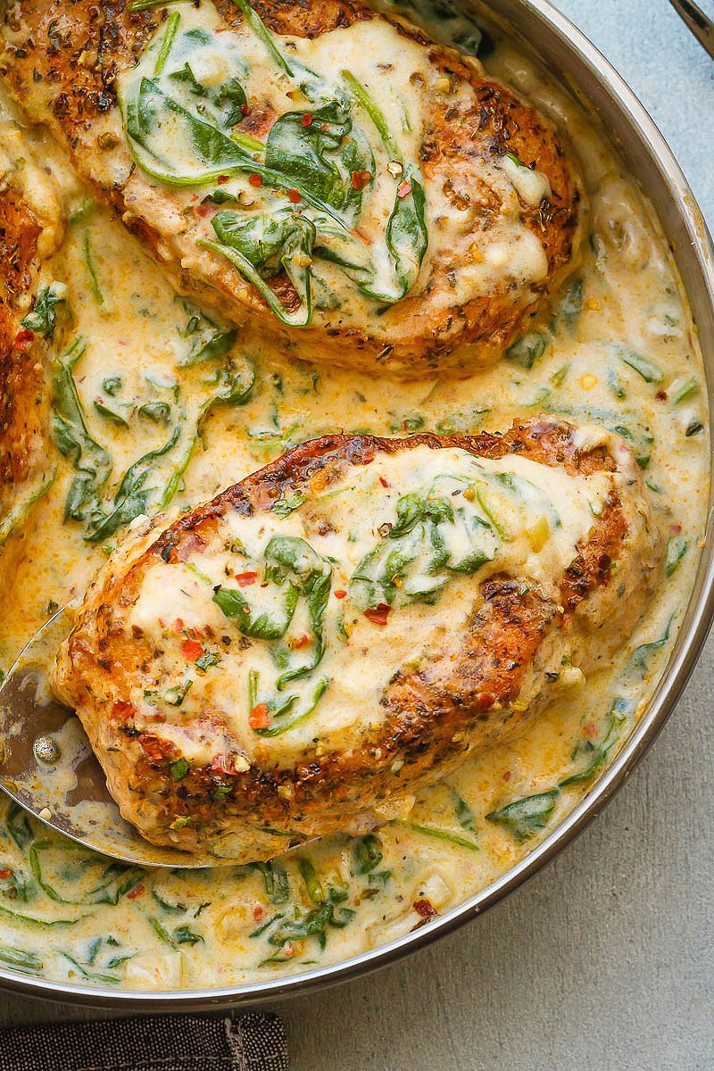 Boneless Pork Chops with Garlic Butter Spinach Sauce — Eatwell101