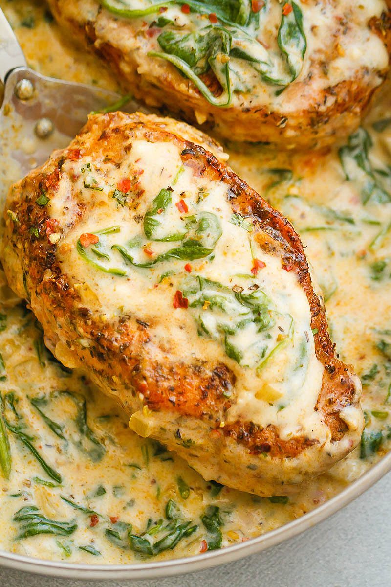 Boneless Pork Chops with Garlic Butter Spinach Sauce — Eatwell101