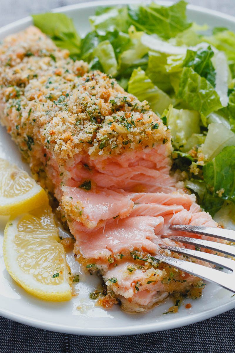 Baked Parmesan Crusted Salmon — Need dinner STAT? This salmon is cheesy, moist and SO delicious.
