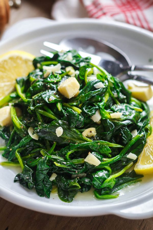 Garlic Butter Sauteed Spinach - #recipe by #eatwell101 - https://www.eatwell101.com/garlic-butter-sauteed-spinach-recipe