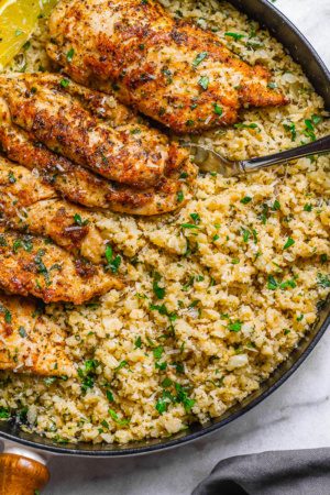 Garlic Butter Chicken with Cauliflower Rice