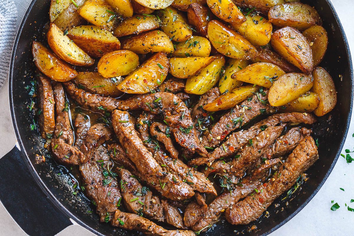 Garlic Butter Steak and Potatoes Skillet - #recipe by #eatwell101®