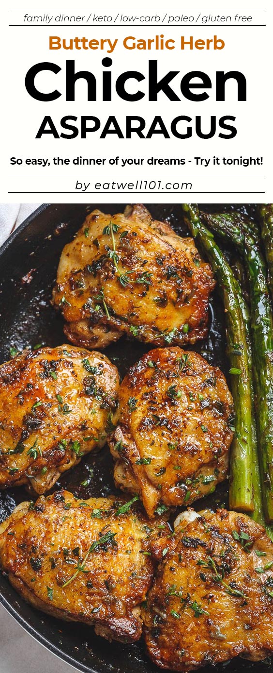 Chicken Thighs With Asparagus - #eatwell101 #recipe - This nourishing #chicken and #asparagus skillet is an easy way to freshen your menu and pack on protein.