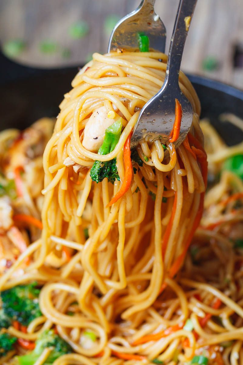 #Chicken #Stir-Fry #Noodles – #eatwell101 #recipe Flavor overload! Make your own take-out at home with this super #easy #chicken #recipe.