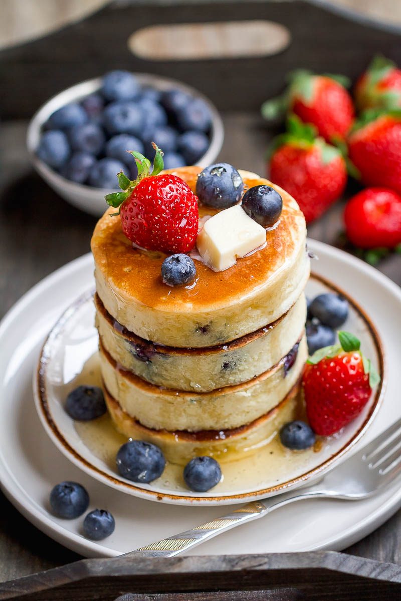 Lemon Blueberry Pancakes - Sweet, light and fluffy for a gourmet breakfast.