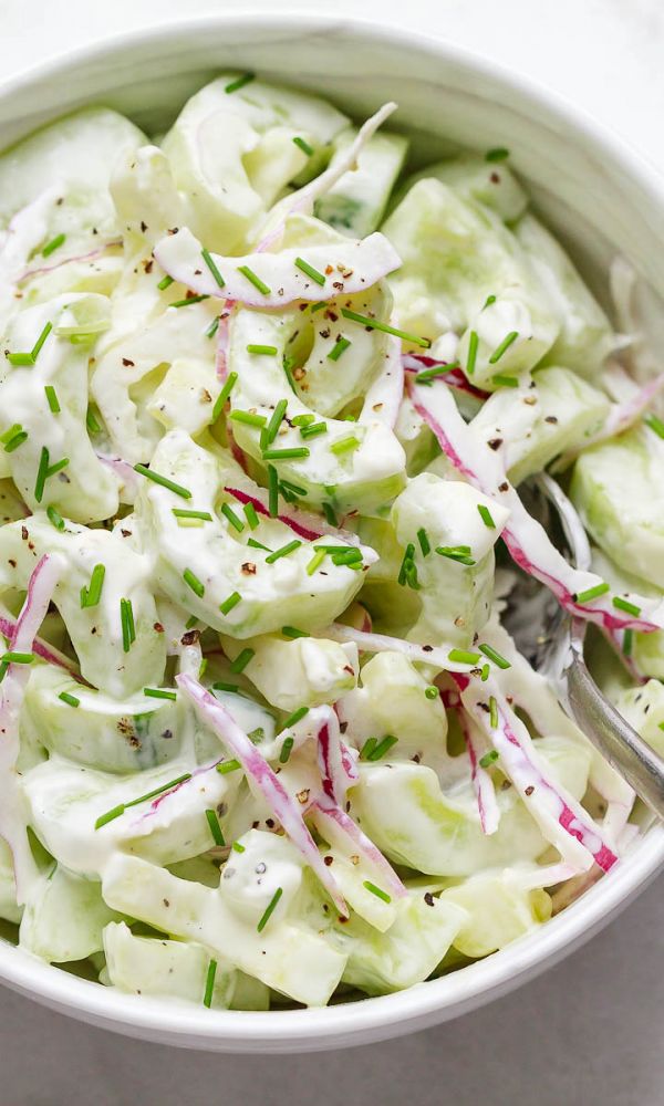 The Easiest Creamy Cucumber Salad
