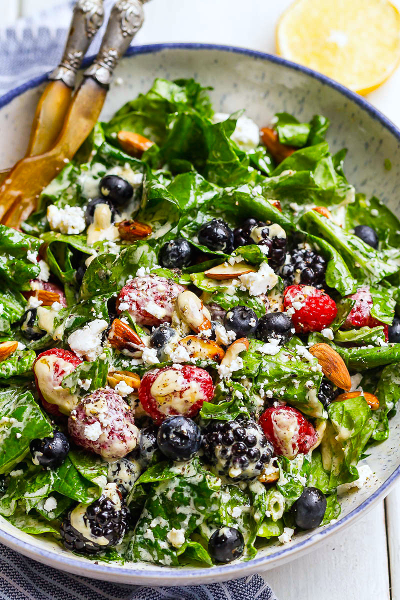 Mixed Berries Spinach Salad Recipe - A fresh Berry Feta spinach salad that’s simple, healthy and SO delicious!