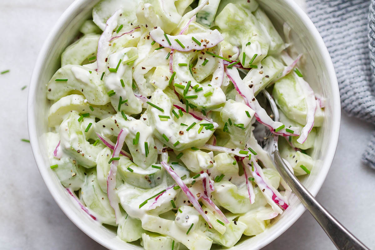 The Easiest Creamy Cucumber Salad