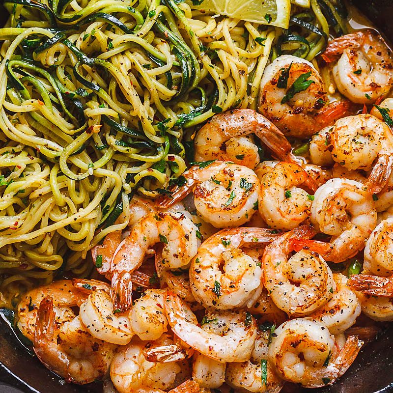 Lemon Garlic Butter Shrimp Recipe with Zucchini Noodles Recipe ...