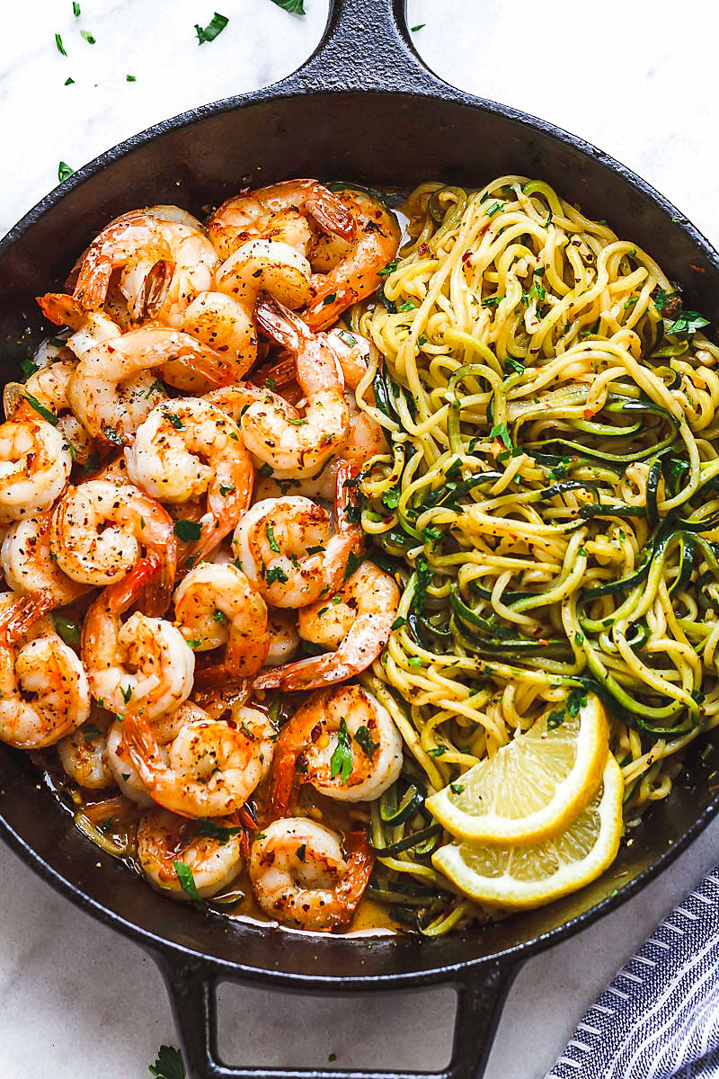 Lemon Garlic Butter Shrimp Recipe with Zucchini Noodles Recipe ...