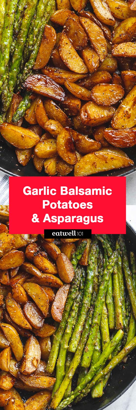 Garlic Balsamic Baby Potatoes With Asparagus - A gorgeous, flavorful side dish that makes an easy addition to any grilled meat.