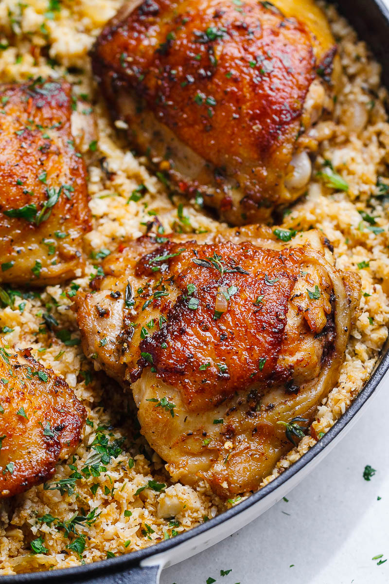 Buttery Garlic Herb Chicken and Lemon Cauliflower Rice — Eatwell101