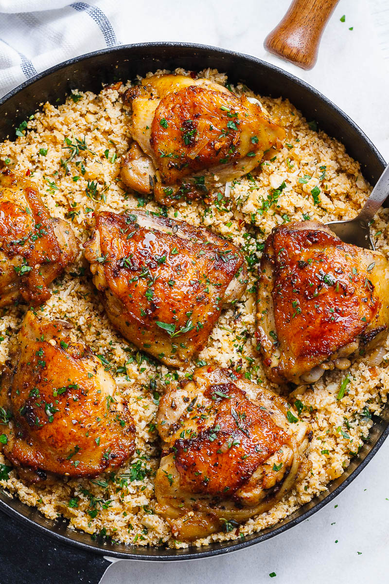 Buttery Garlic Herb Chicken and Lemon Cauliflower Rice — Eatwell101