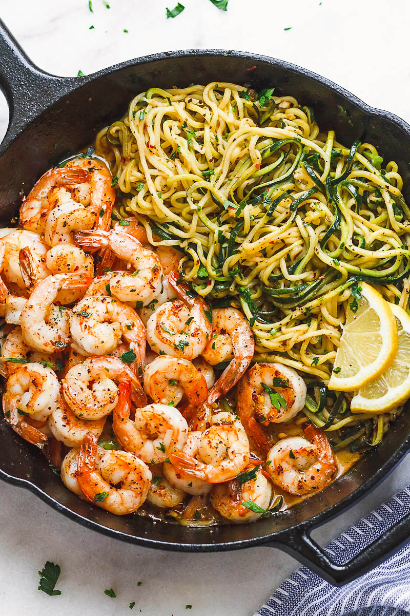 10Minute Shrimp Zucchini Noodles with Lemon Garlic Butter Sauce — Eatwell101