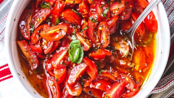 Marinated Cherry Tomato Salad - #recipe by #eatwell101 - https://www.eatwell101.com/marinated-cherry-tomato-salad-recipe