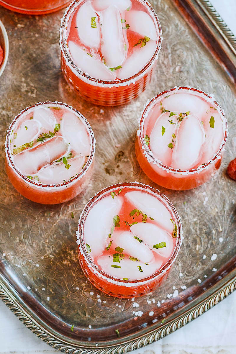 Raspberry Basil Margarita - A sweet, tart and refreshing cocktail that tastes like sunshine in a glass!