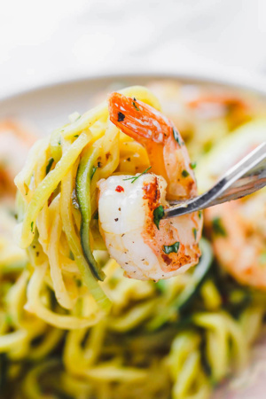 Lemon Garlic Butter Shrimp with Zucchini Noodles