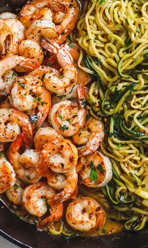 Lemon Garlic Butter Shrimp with Zucchini Noodles