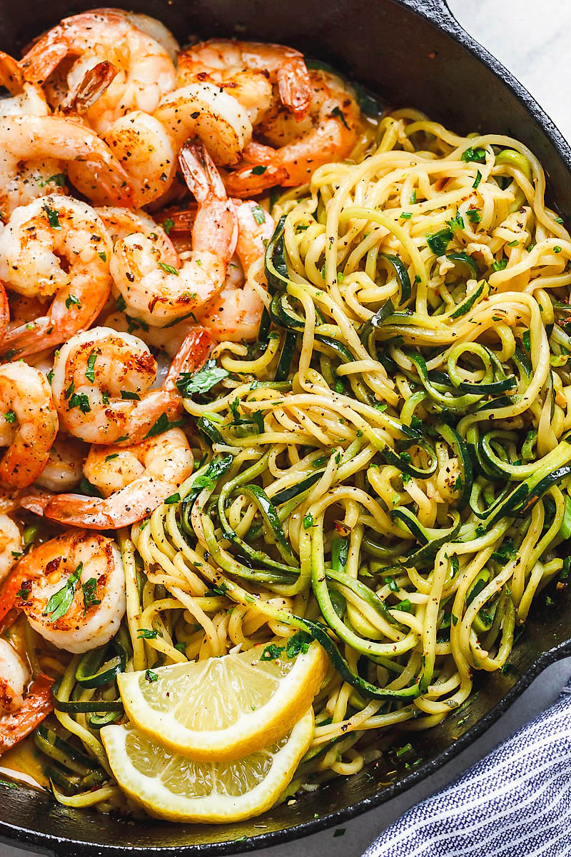 Lemon Garlic Butter Shrimp Recipe with Zucchini Noodles Recipe ...