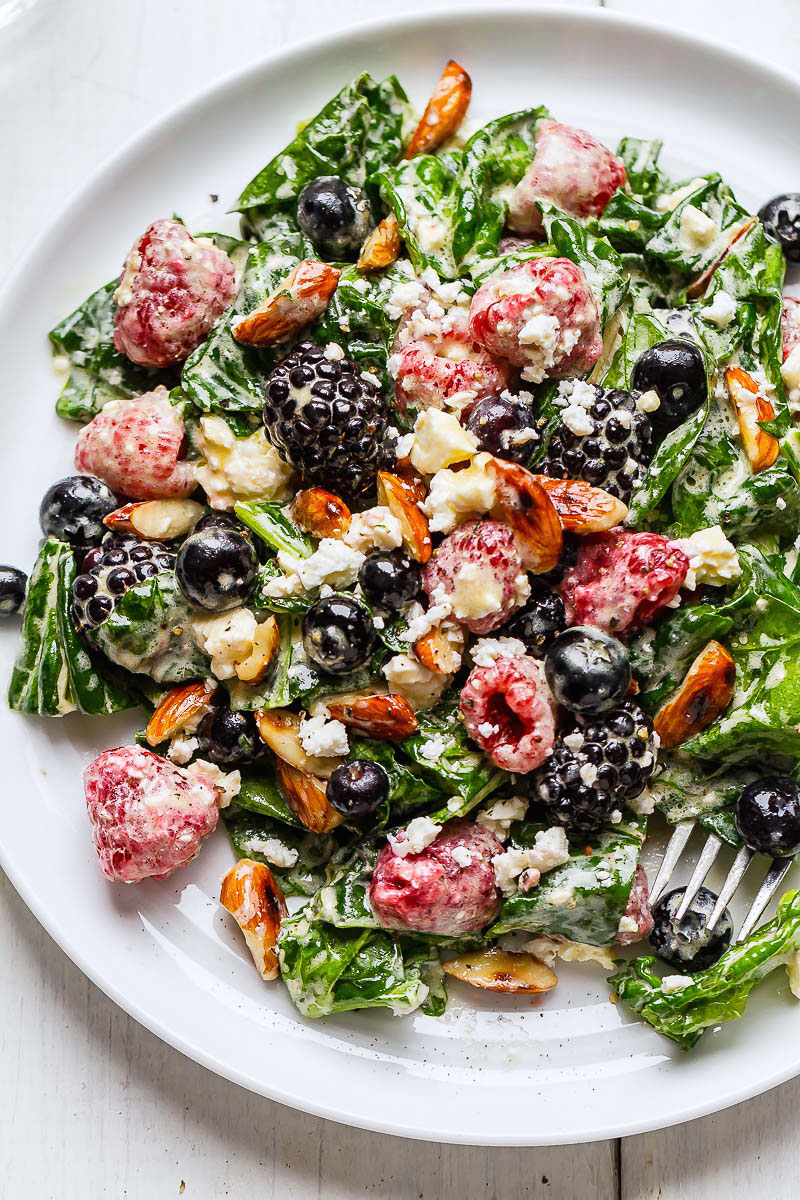 Mixed Berries Spinach Salad Recipe - A fresh Berry Feta spinach salad that’s simple, healthy and SO delicious!