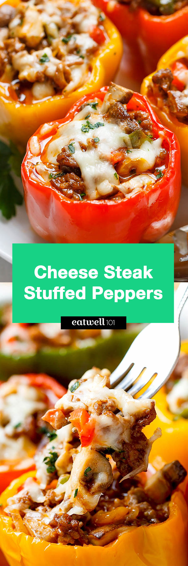 Cheese Steak Keto Low-Carb Stuffed Peppers - #eatwell101 #recipe #keto #lowcarb - An easy, cheesy, filling meal that is packed with flavor and delicious ingredients!