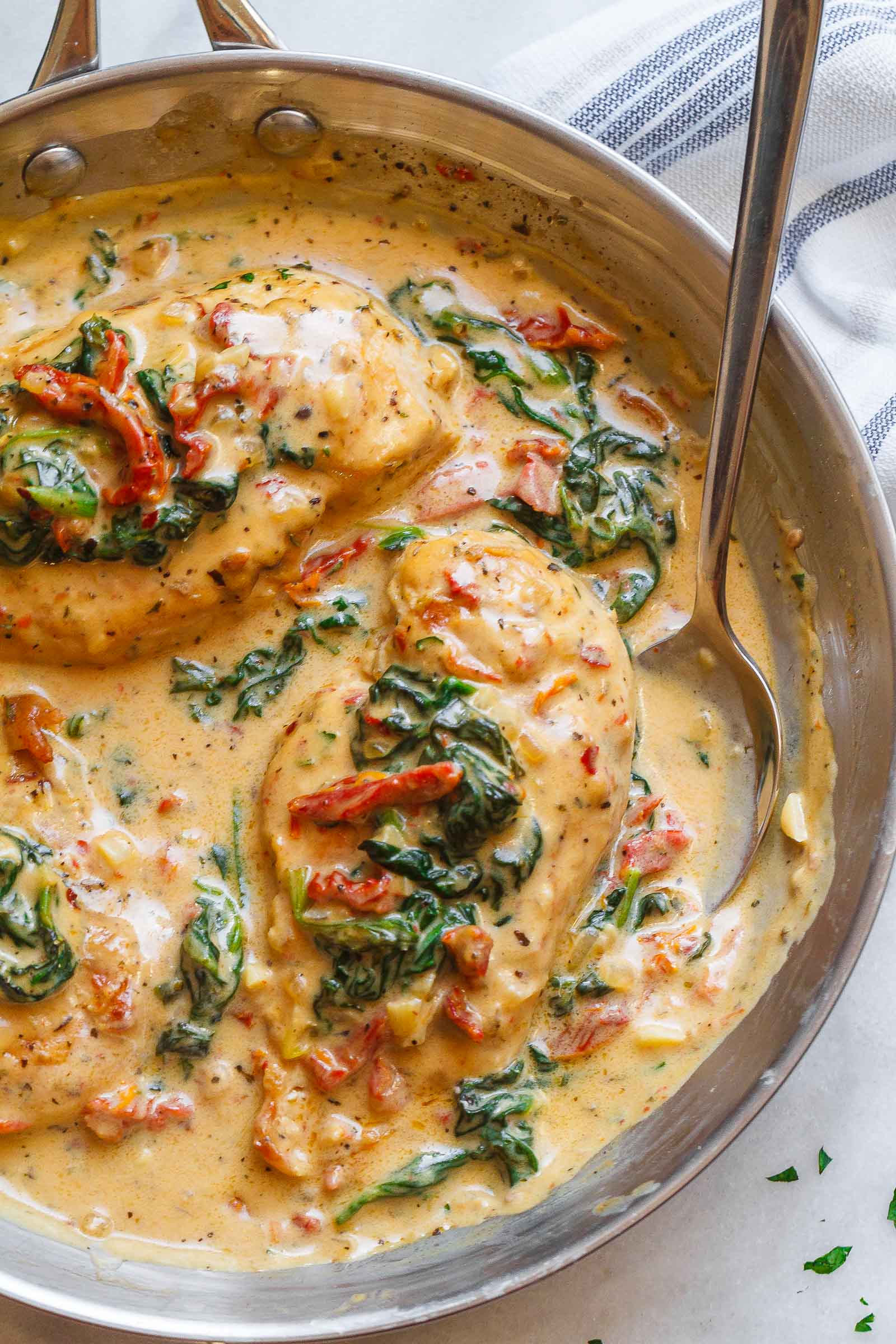 Creamy Chicken Breast Recipe in Spinach Parmesan Sauce – Easy Chicken ...