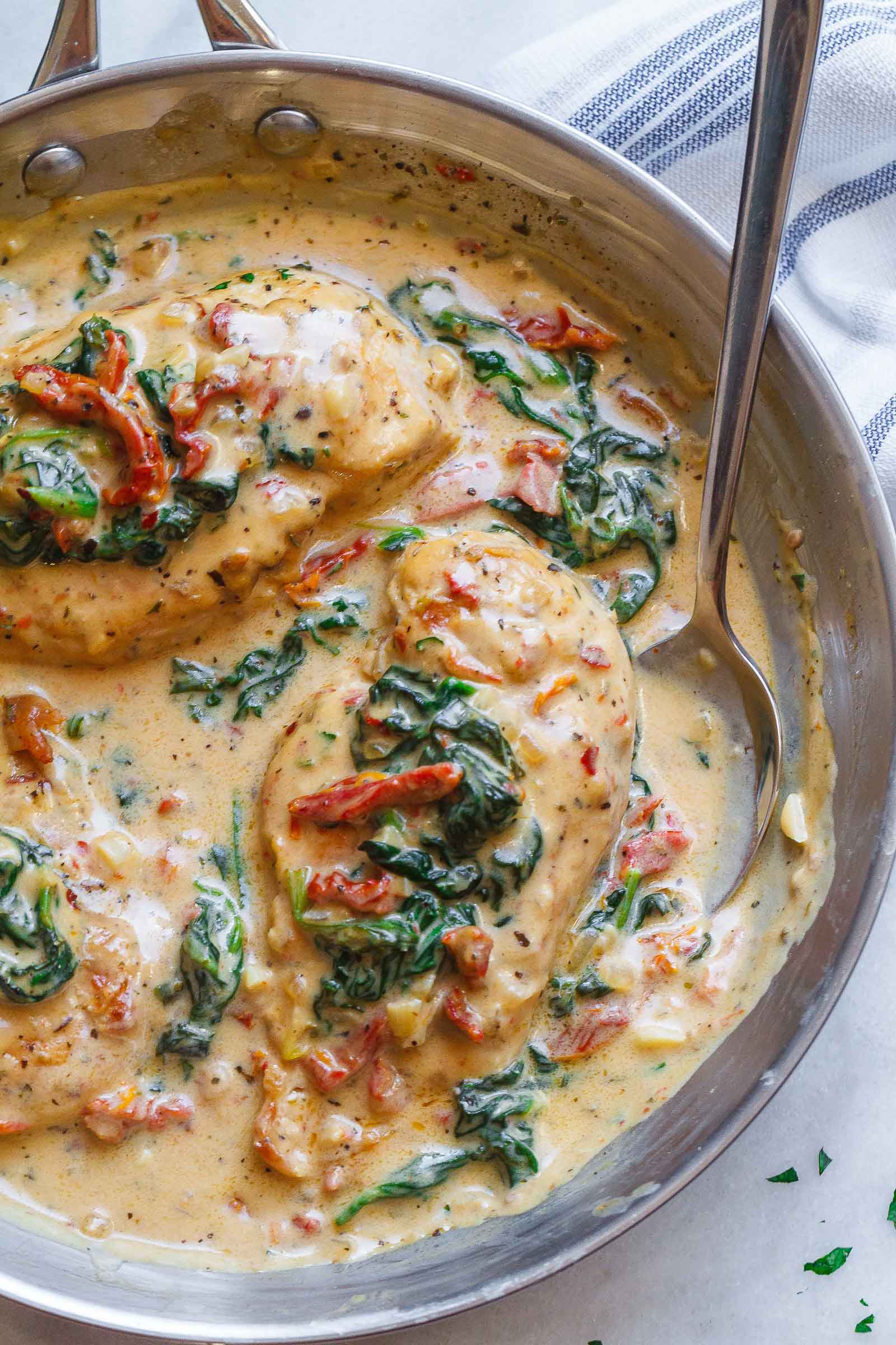 Chicken with Spinach in Creamy Parmesan Sauce — Eatwell101