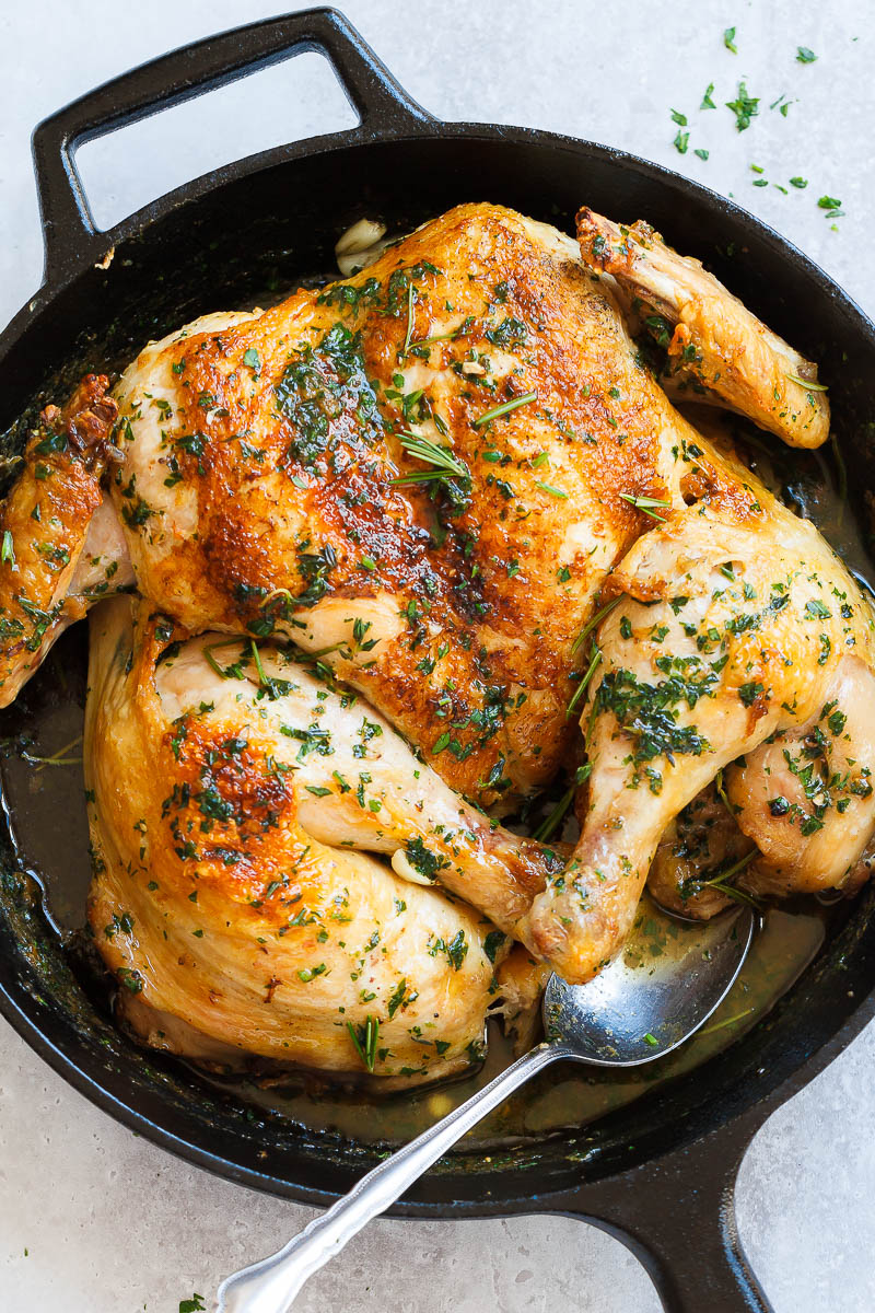 Roasted Lemon Garlic Butter SpatchCock Chicken Recipe — Eatwell101