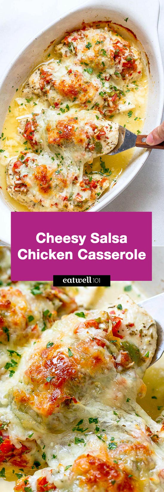 Cheesy Salsa Chicken Casserole - #chicken #casserole #recipe #eatwell101 - An incredibly delicious meal loaded with fresh flavors. 