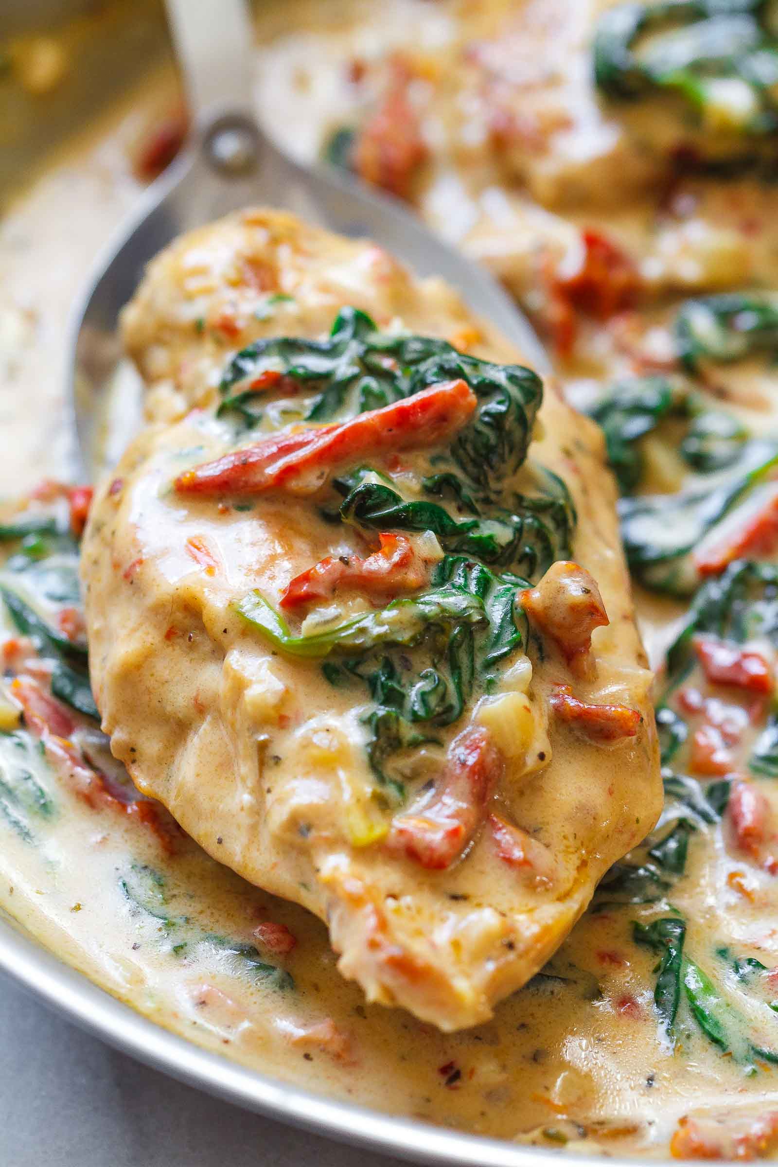 Chicken with Spinach in Creamy Parmesan Sauce - Creamy Chicken Recipe — Eatwell101