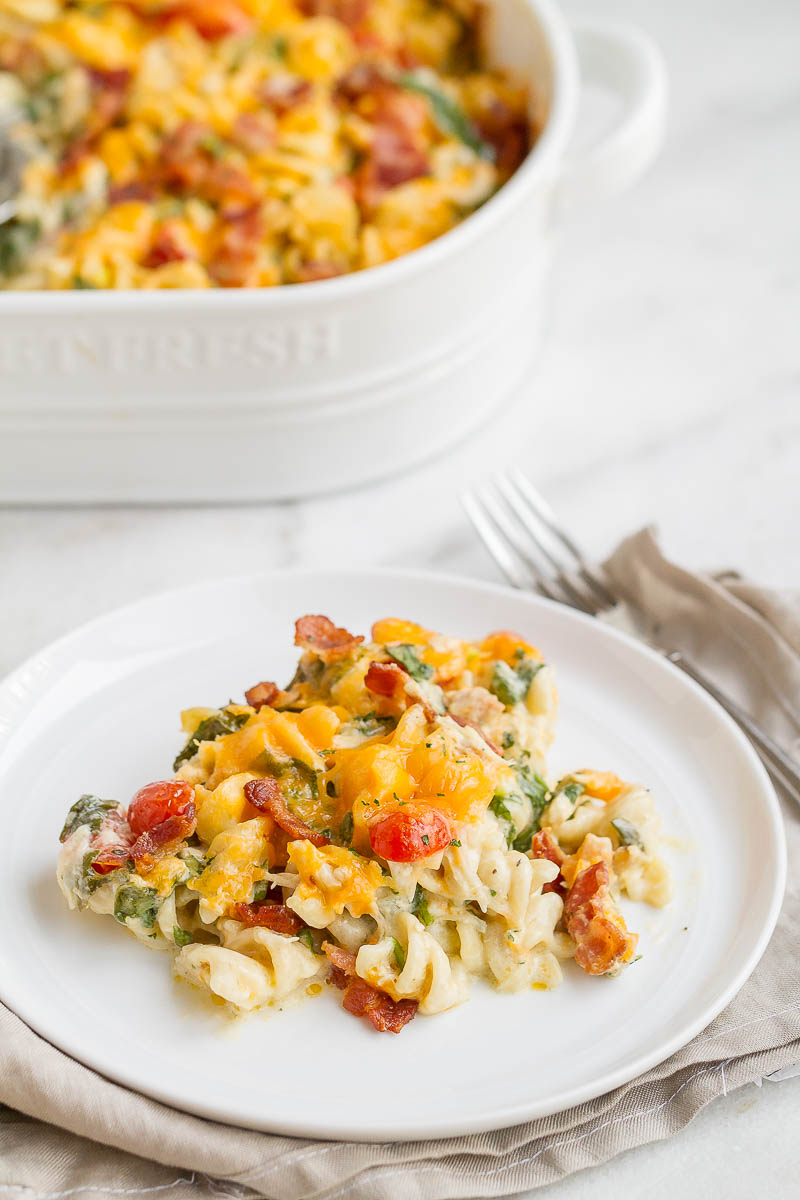 Cheesy Chicken Pasta Casserole Recipe with Spinach and Bacon – Chicken