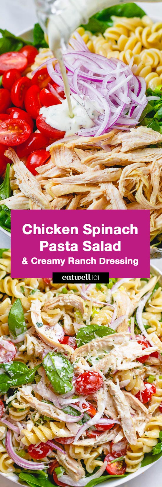 Chicken Pasta Salad with Creamy Ranch Dressing - #chicken #pasta #salad #eatwell101 #recipe - A total crowd pleaser, perfect for potlucks and summer get togethers.