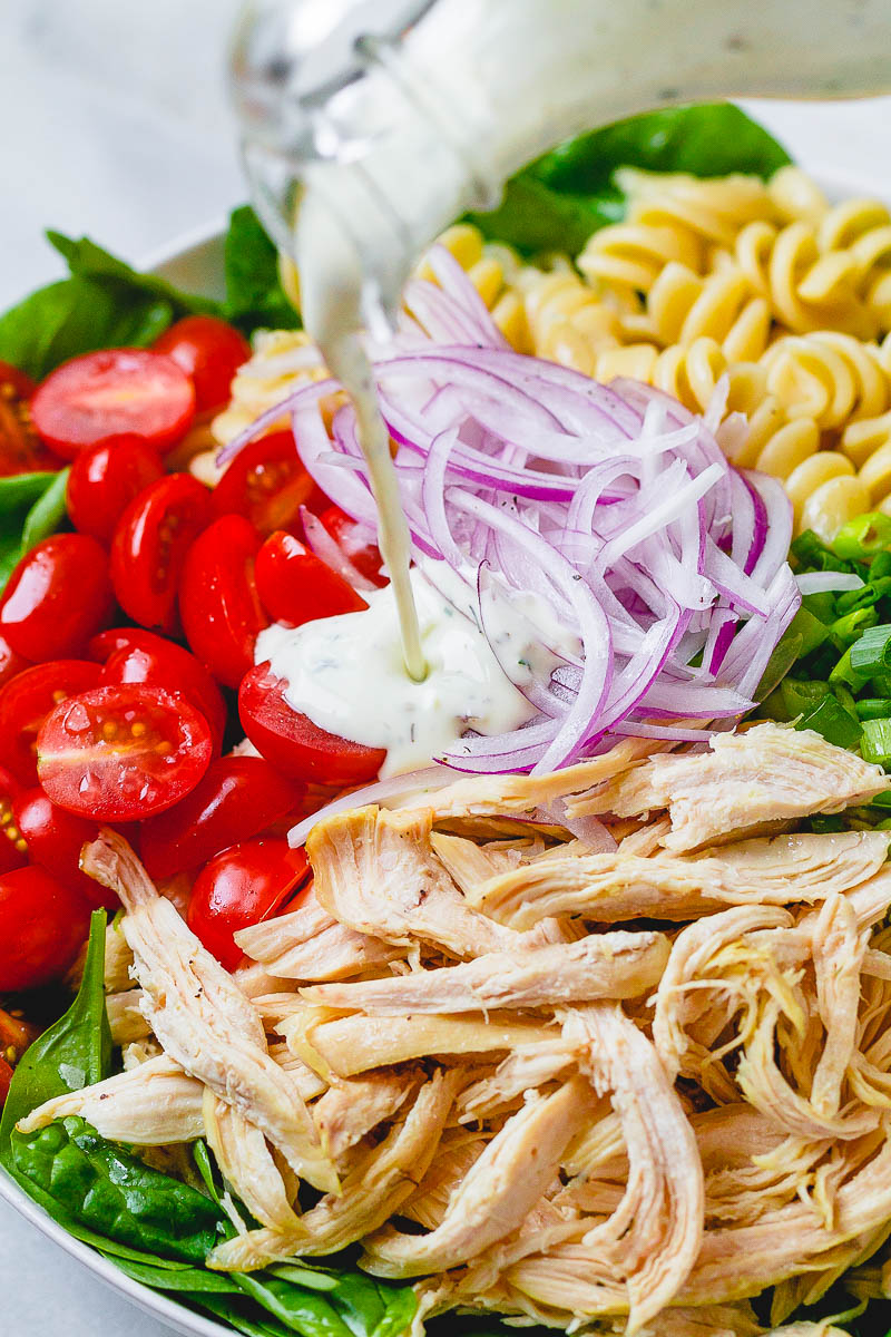 Chicken Pasta Salad with Creamy Ranch Dressing — Eatwell101