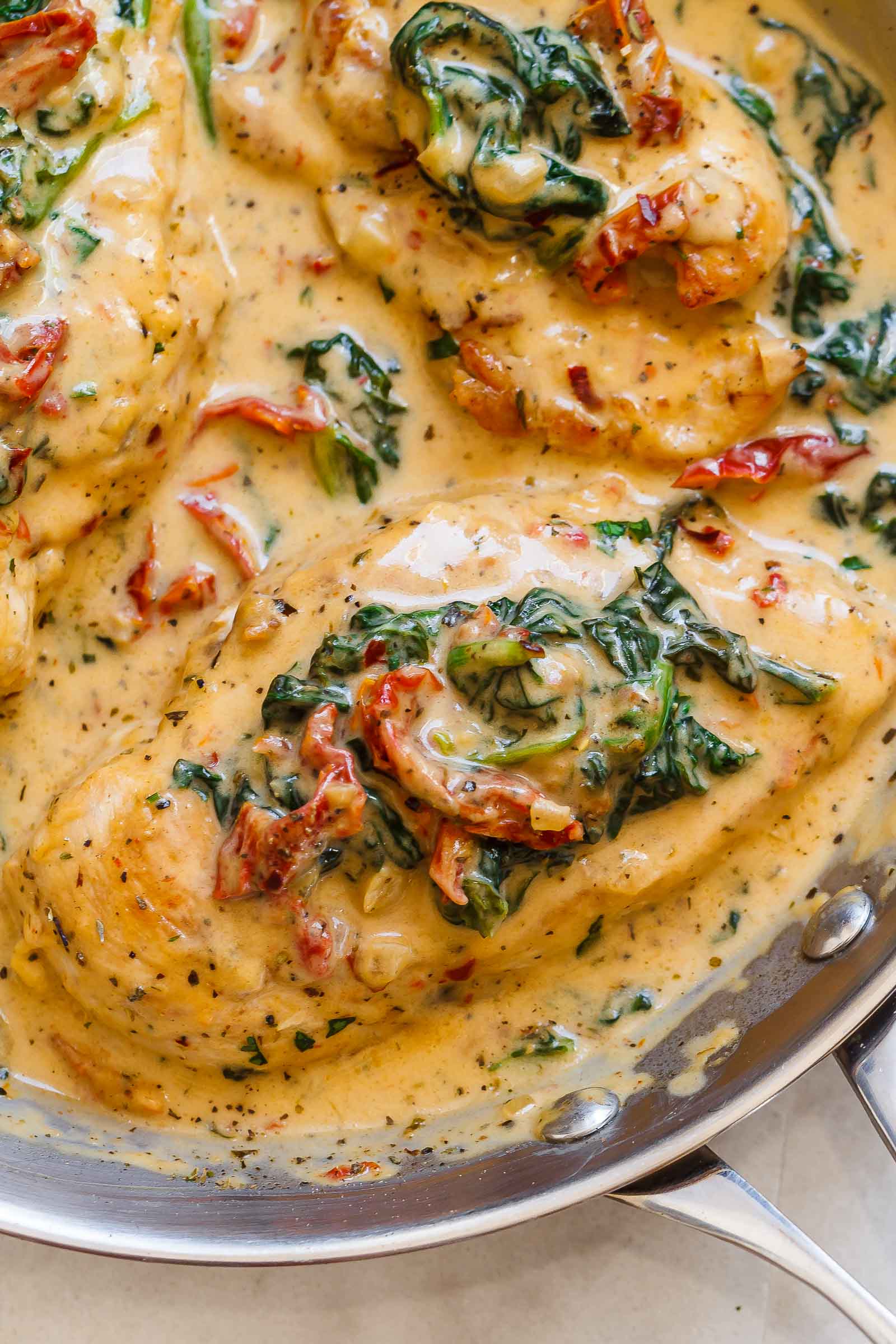 Creamy Chicken Breast Recipe in Spinach Parmesan Sauce – Easy Chicken ...