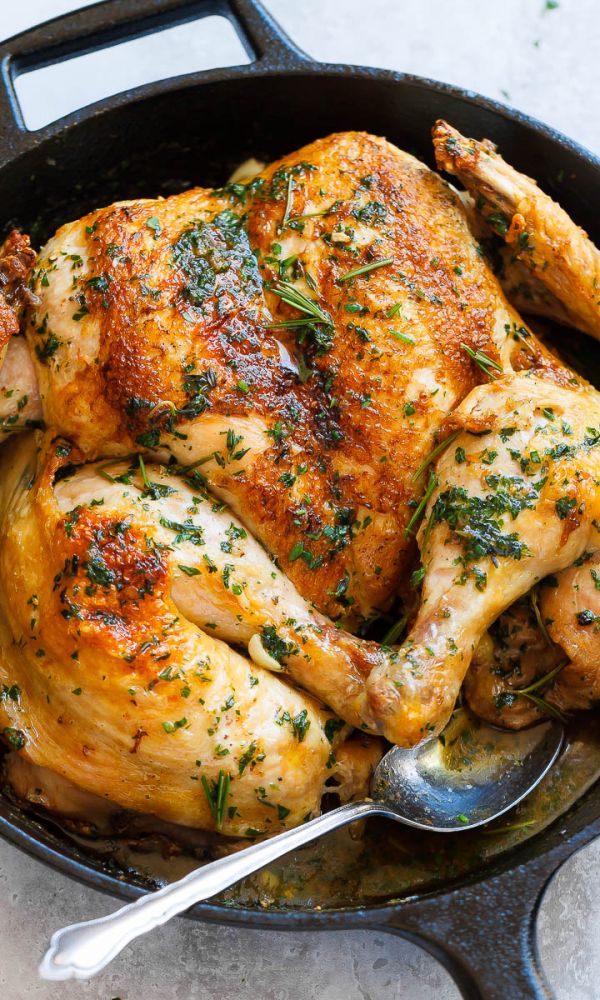 Roasted Lemon Garlic Butter SpatchCock Chicken