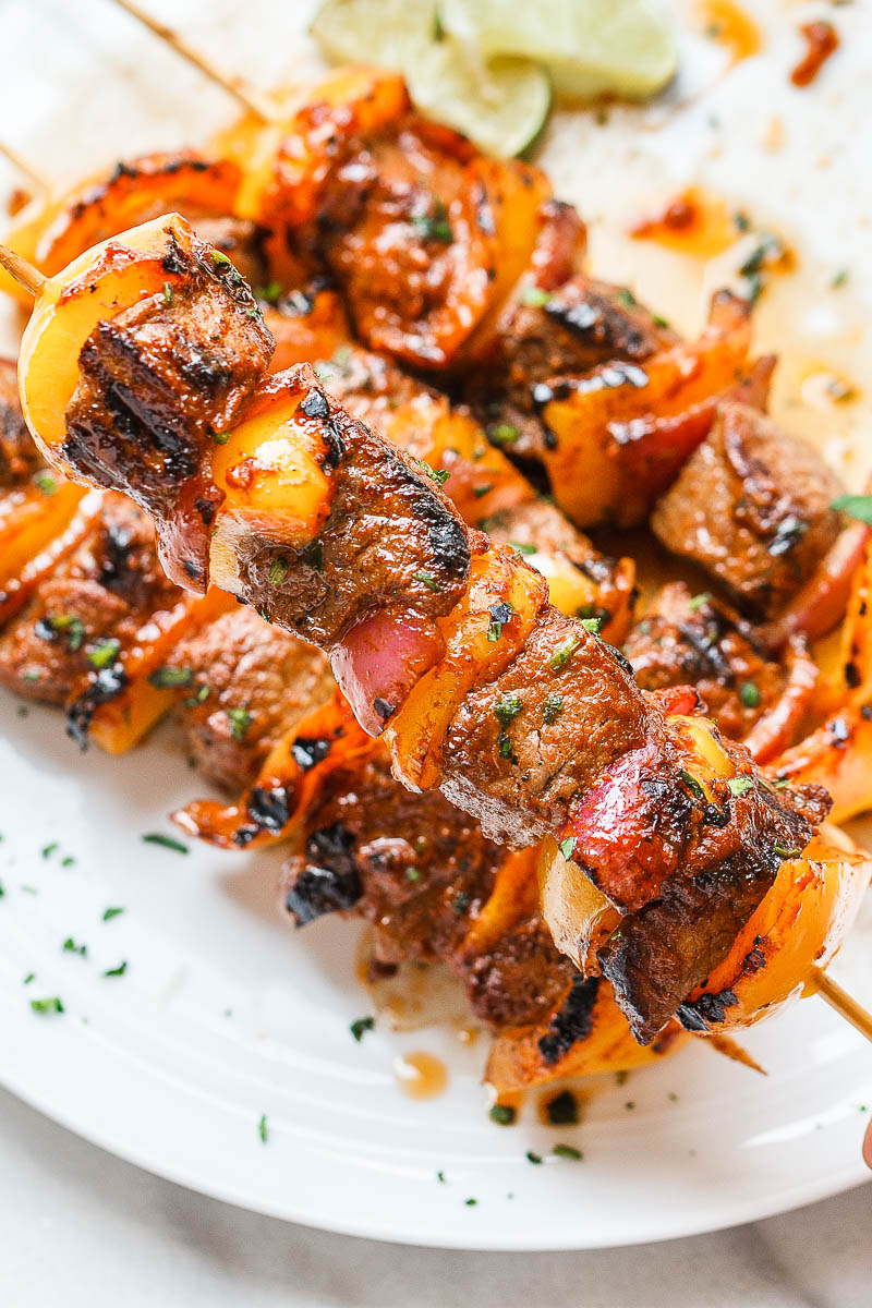 Grilled Steak Kabobs - Crazy juicy, and so delicious. Each tender morsel just melts in your mouth and explodes with flavor.