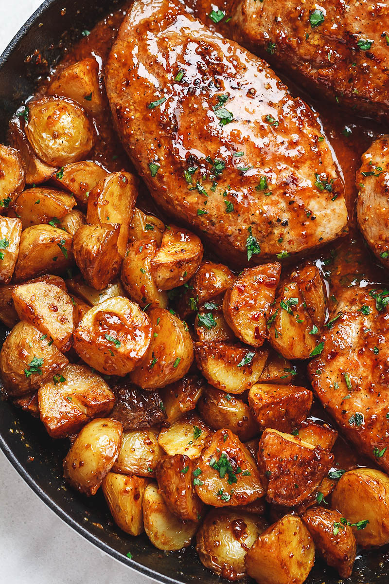 Honey Mustard Pork Chops Recipe with Potatoes – Best Pork Chops Recipe ...