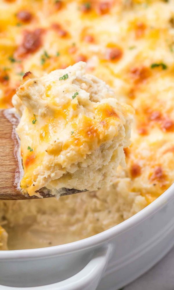 Creamy Chicken and Cauliflower Rice Casserole {Keto, Low-Carb}
