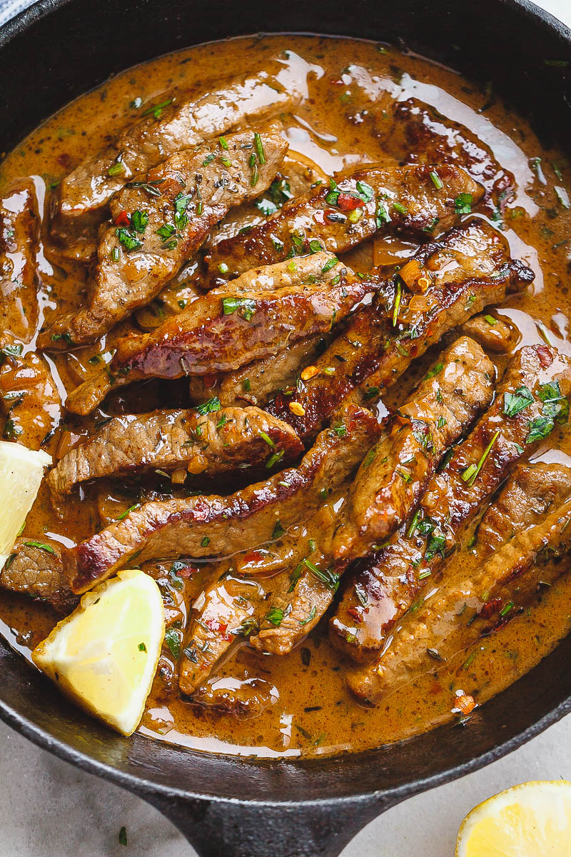 Pan-Seared Flank Steak with Mustard-Chive Butter