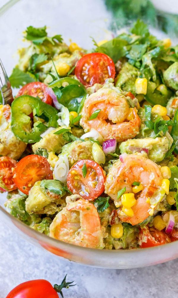 Shrimp Avocado Corn Salad with Summer Vinaigrette