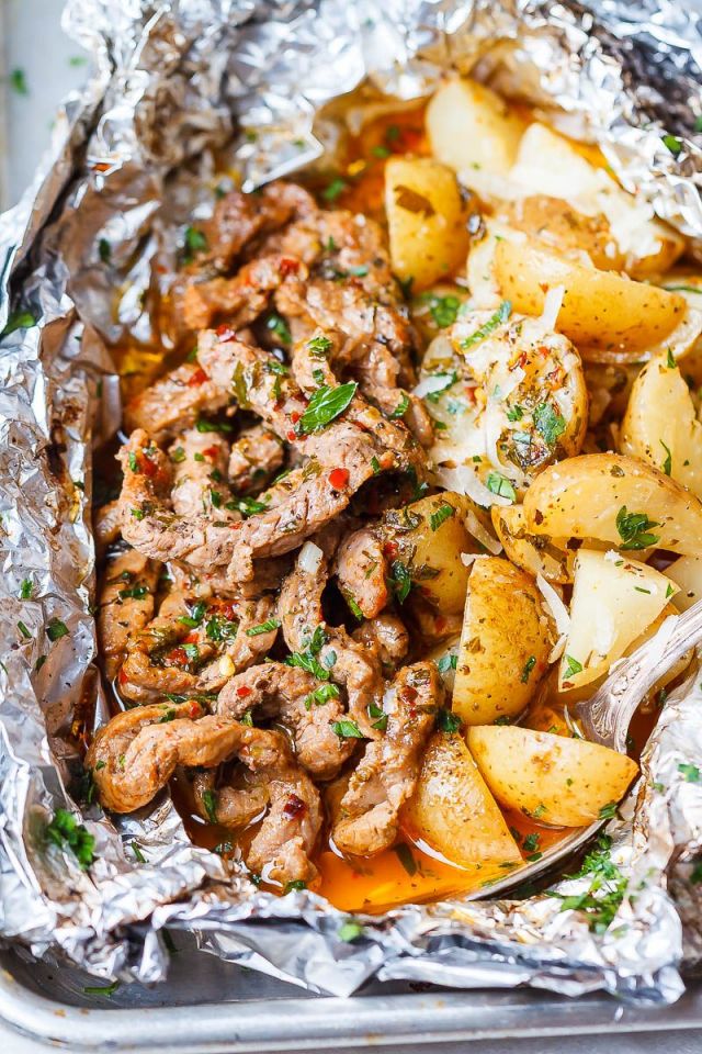 Garlic Butter Steak & Potato Foil Packs