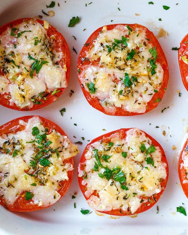 Baked Parmesan Tomatoes - #recipe by #eatwell101 - https://www.eatwell101.com/baked-parmesan-tomatoes