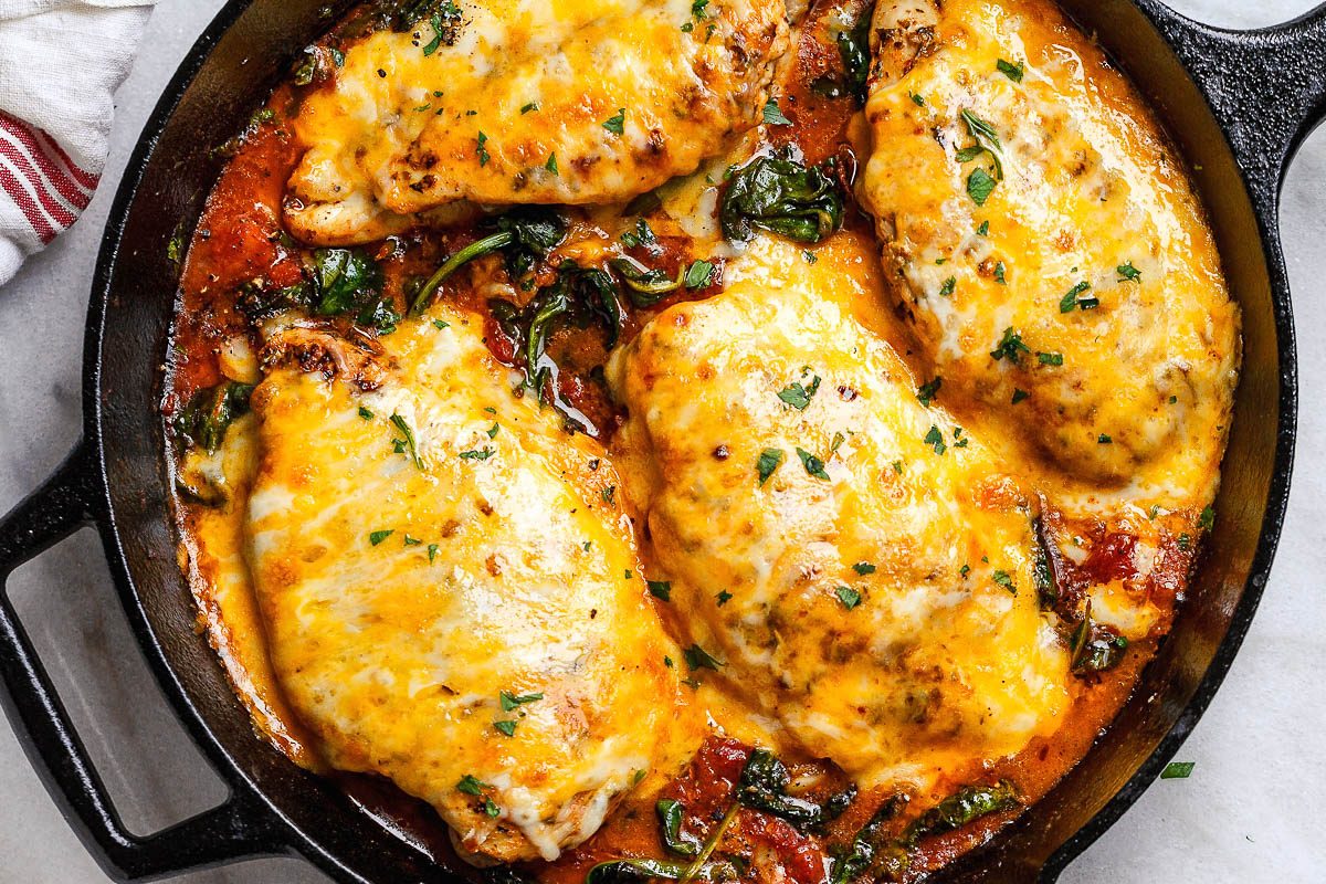 Tomato Spinach Chicken Skillet (Low Carb – Keto)