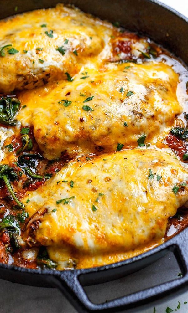 Tomato Spinach Chicken Skillet (Low Carb – Keto)